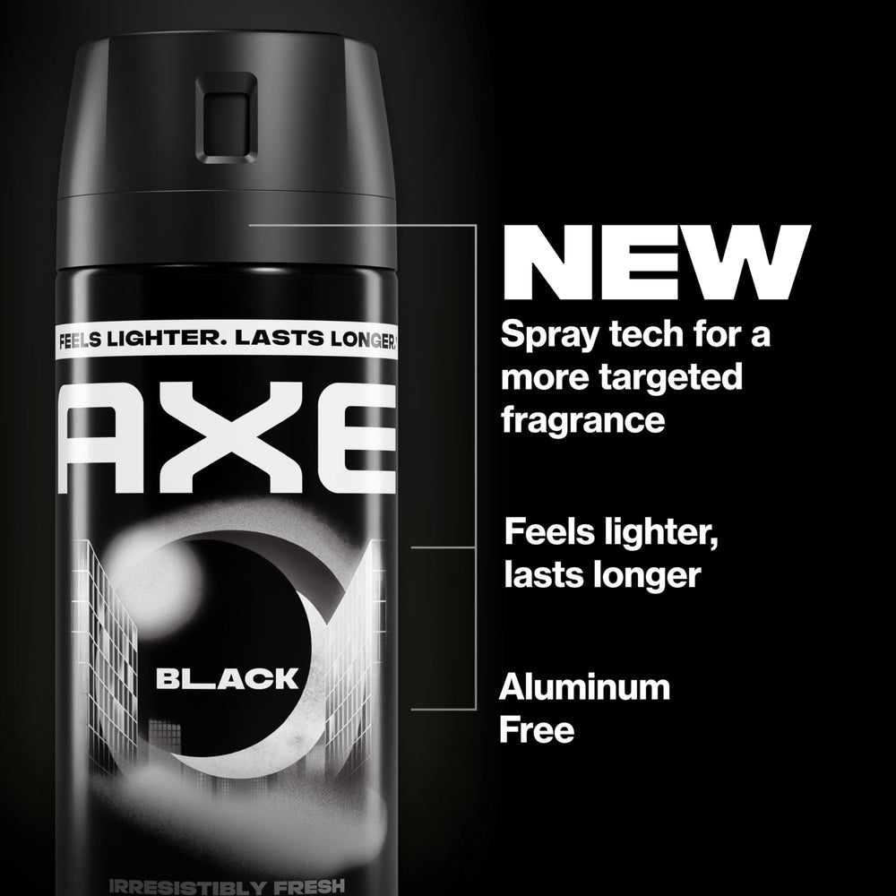 AXE Black label detail showing scent notes and PETA-approved benefit