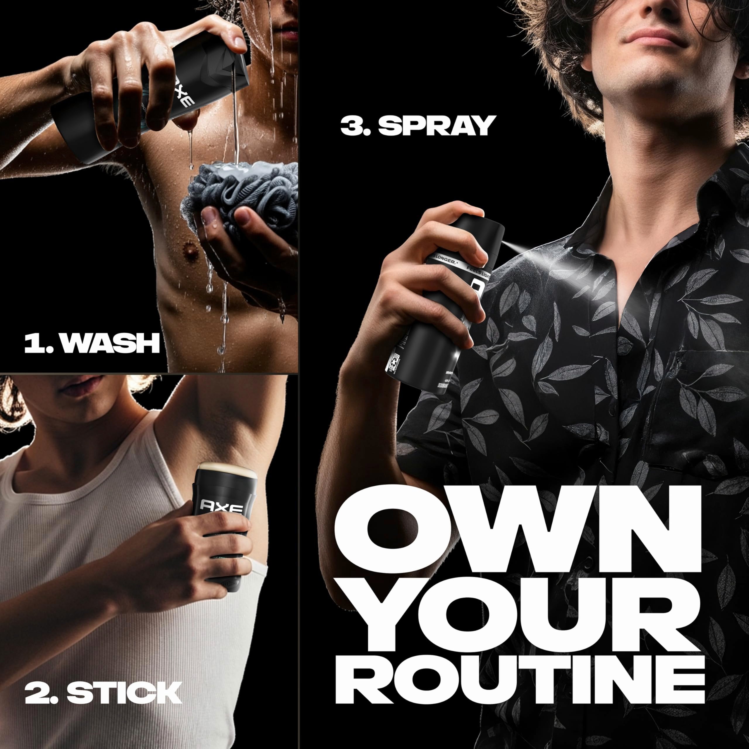 AXE Black in lifestyle street setting conveying confident, subtle wood-and-pear fragrance