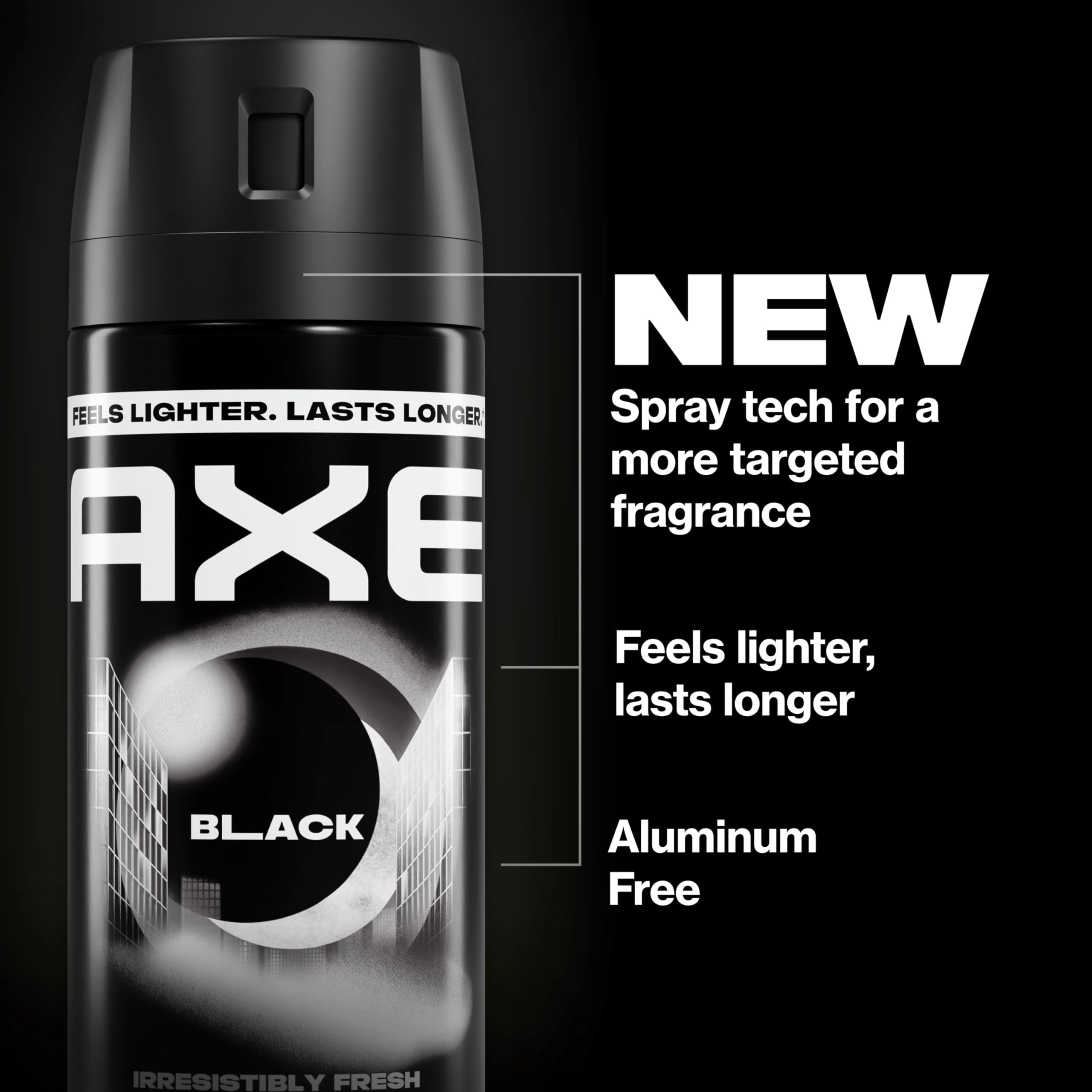 AXE Black next to smartphone for scale showing compact 2.9 oz travel convenience