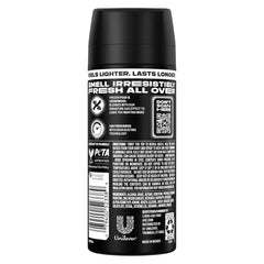 AXE Black single can close-up highlighting patented spray tech and targeted application