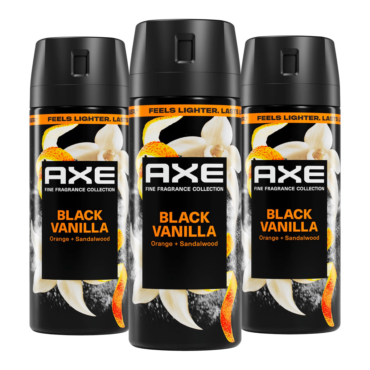 AXE Black Vanilla front packaging showing bold branding and scent name, appealing presentation