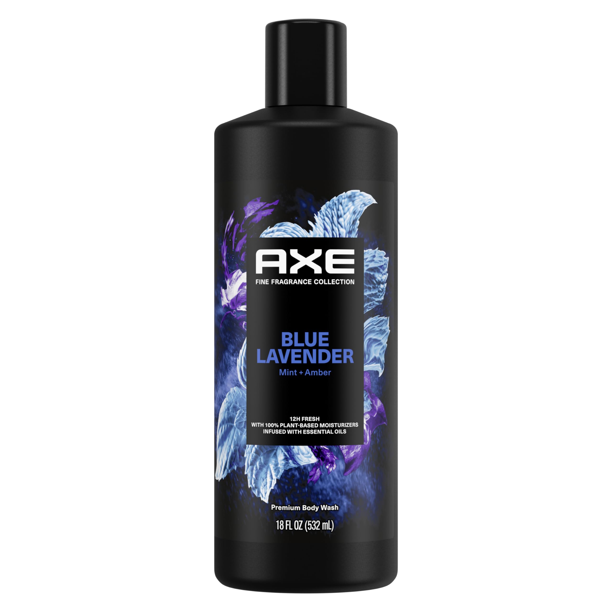 AXE front bottle showing Blue Lavender branding and 18 oz size for confident freshness