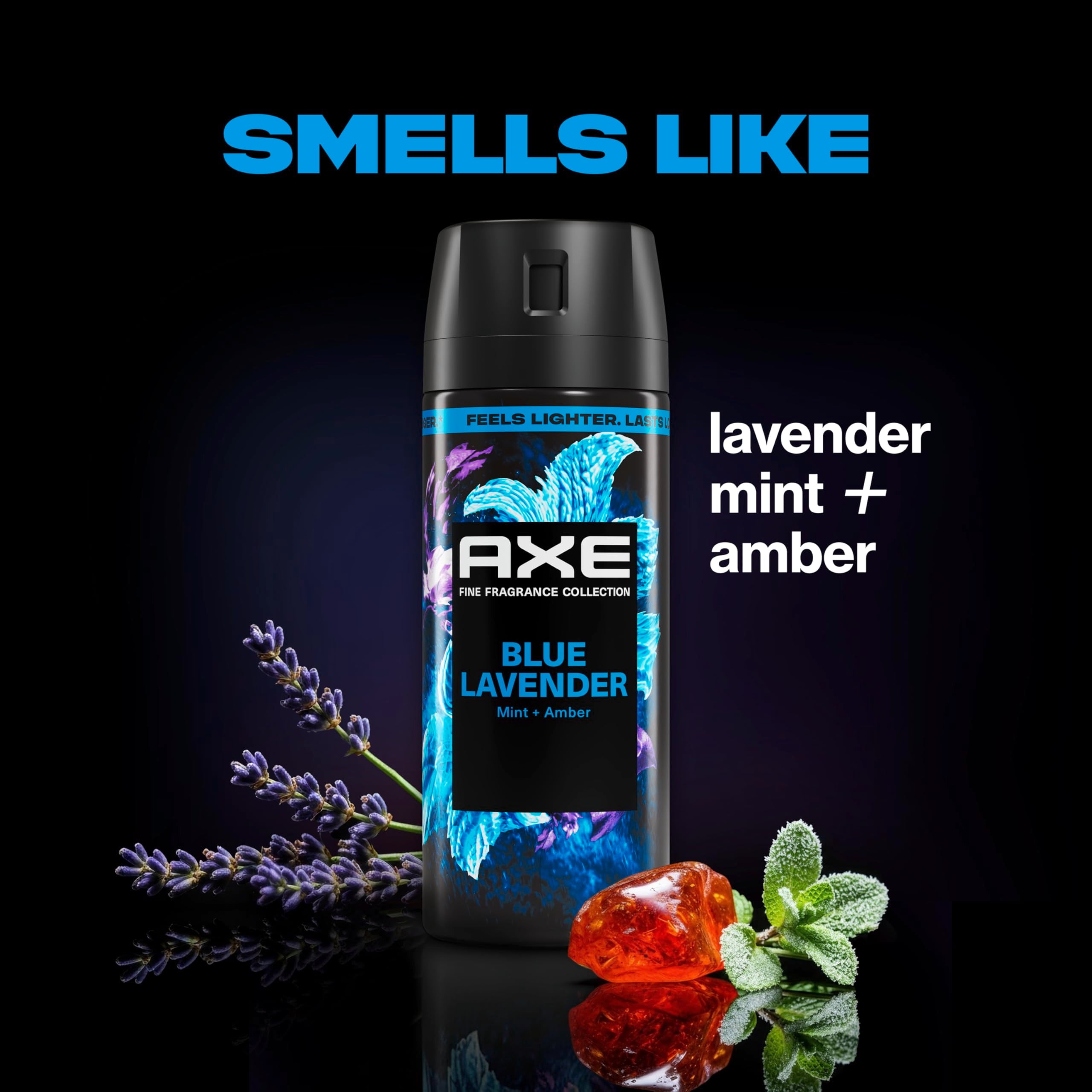 AXE Blue Lavender side label with ingredient view for informed choice