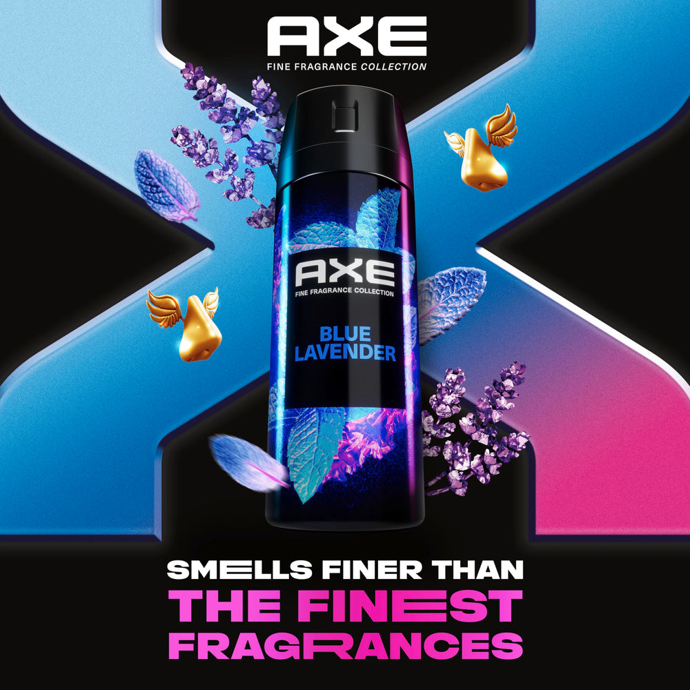 AXE Blue Lavender spray mist in use offering quick refresh benefit