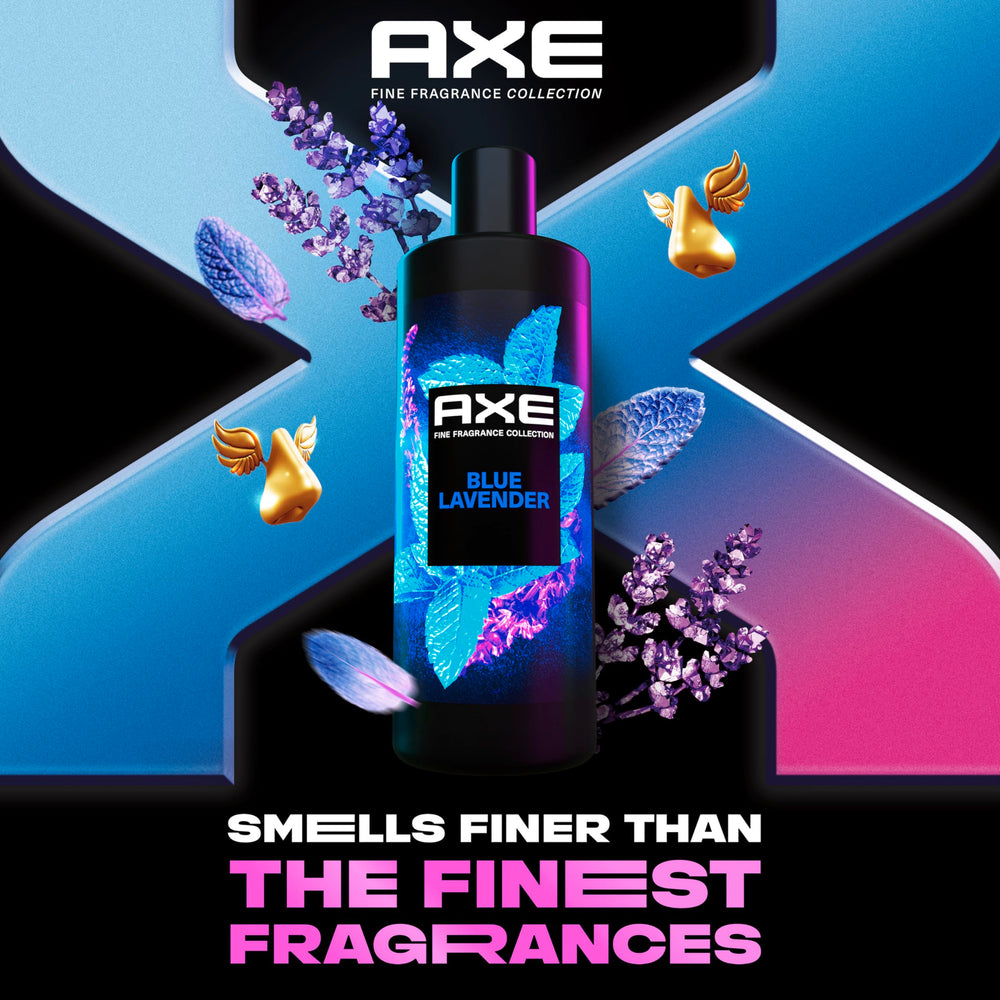 AXE gel texture pouring from bottle showing moisturizing formula and easy lather