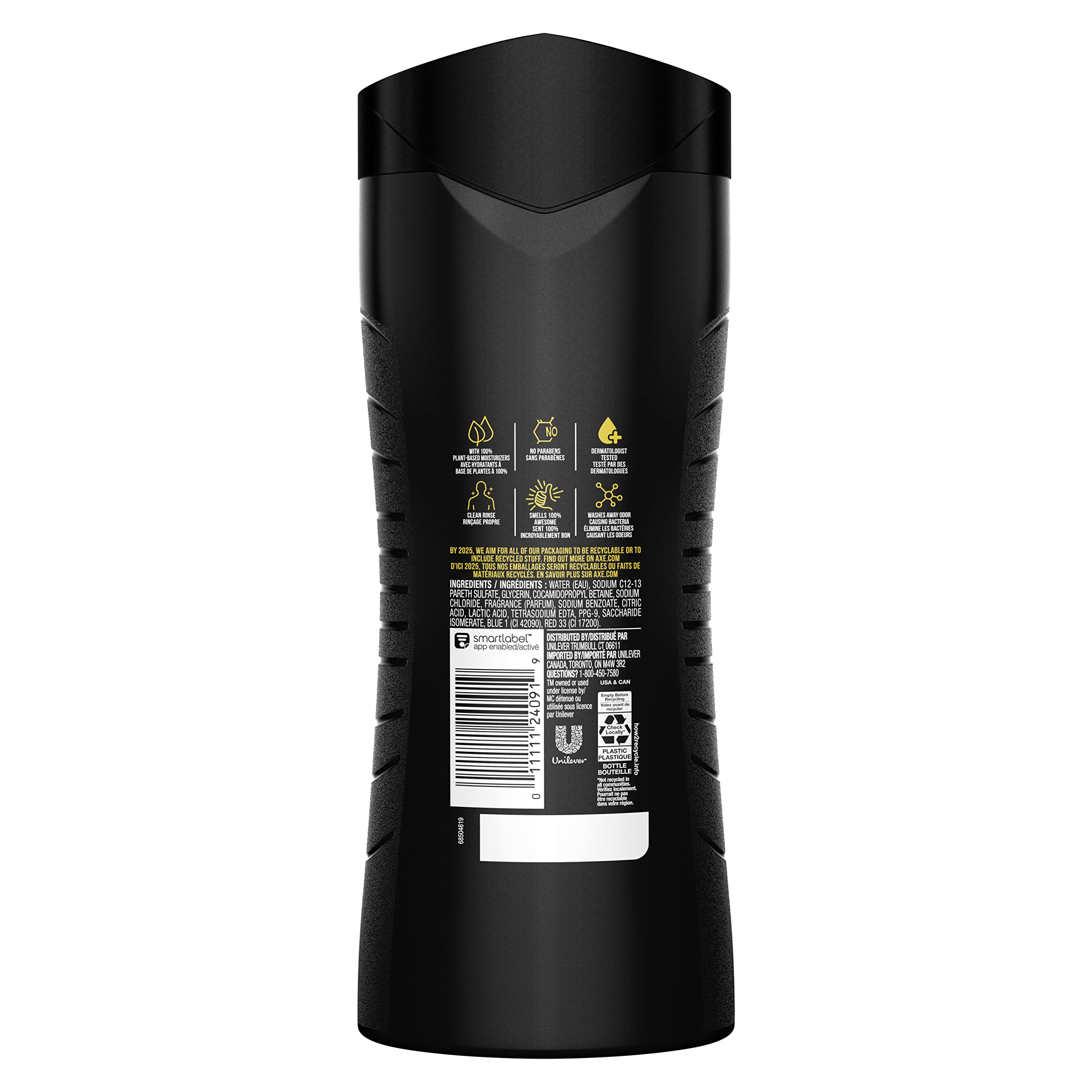 AXE label close-up highlighting texture and easy-grip bottle for control