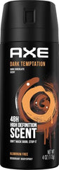 AXE Dark Temptation cap removed highlighting spray nozzle for quick application