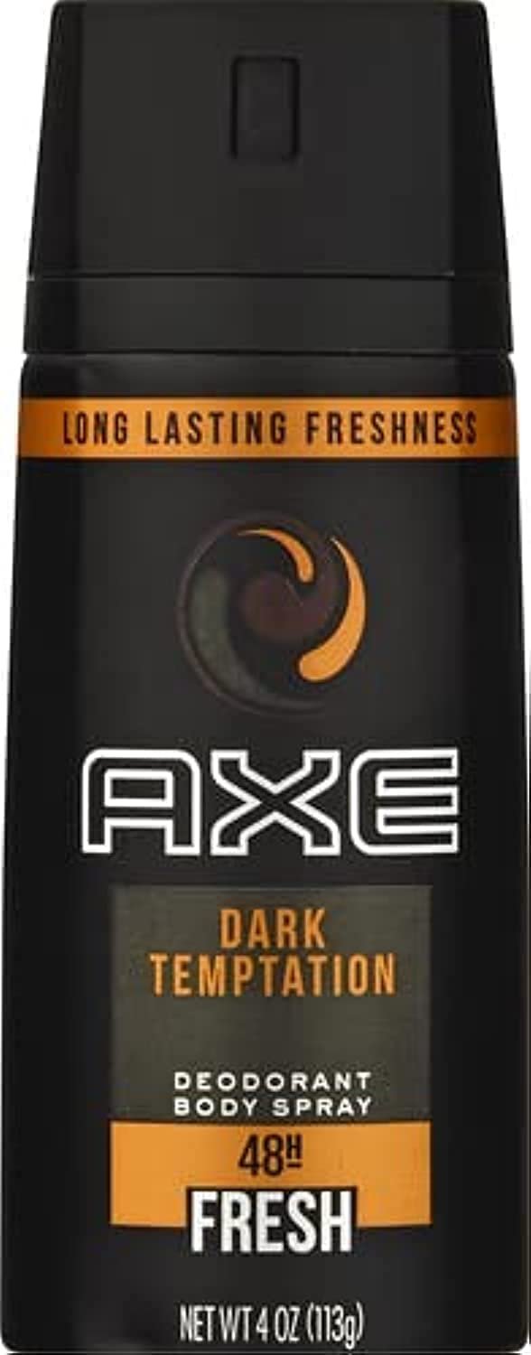 AXE Dark Temptation front can showing distinctive packaging and confident scent