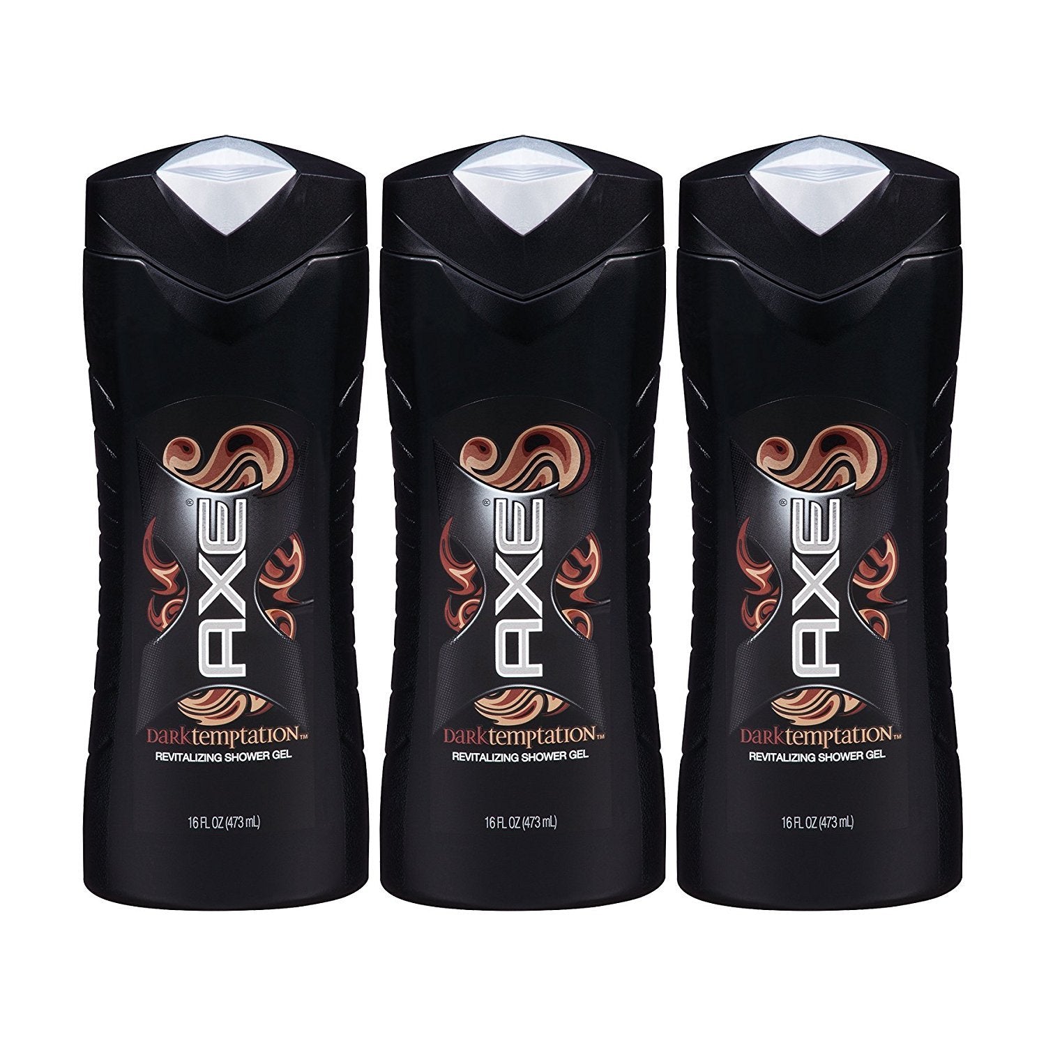 AXE bottle front view showing Dark Temptation scent and easy-grip for confident freshness