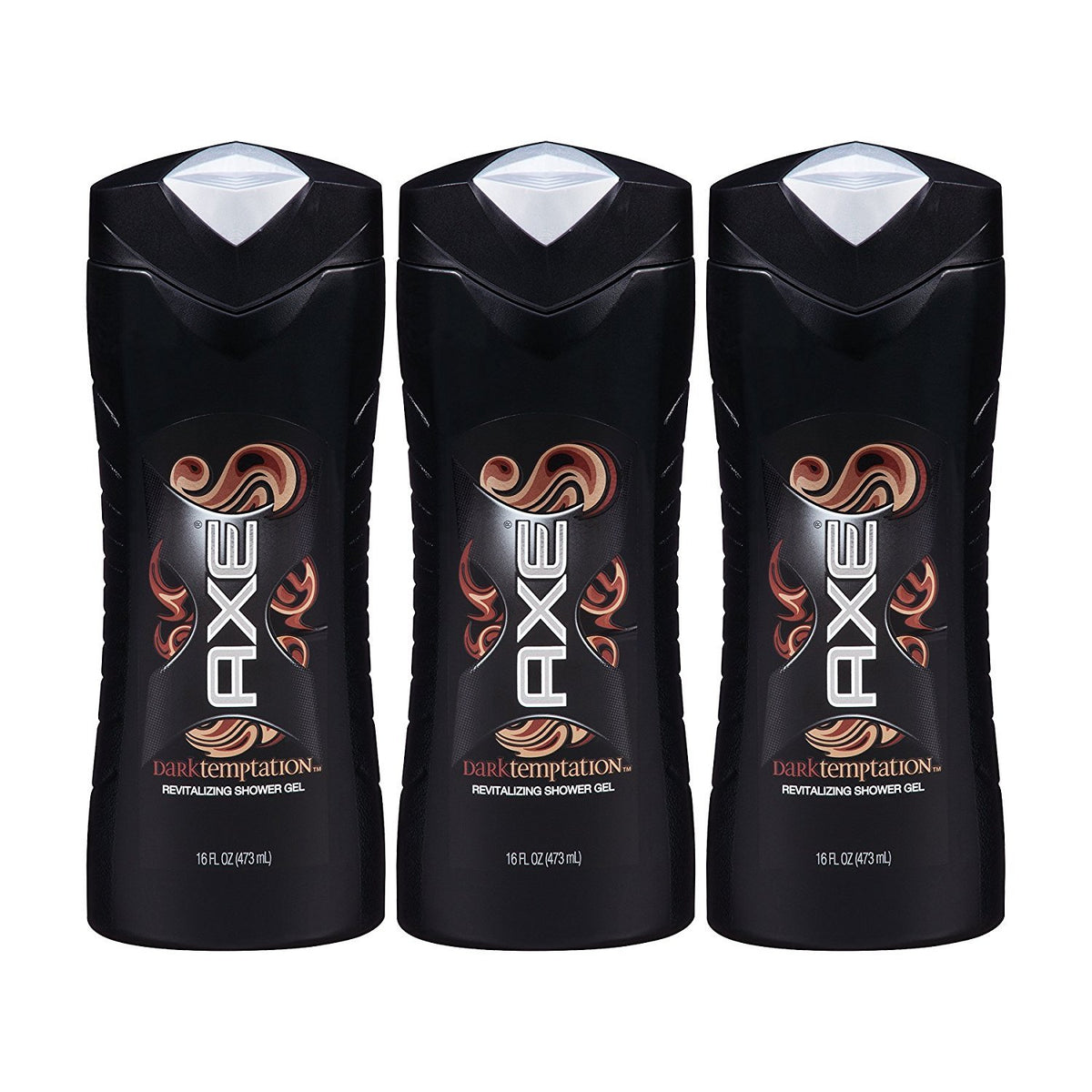 AXE bottle front view showing Dark Temptation scent and easy-grip for confident freshness
