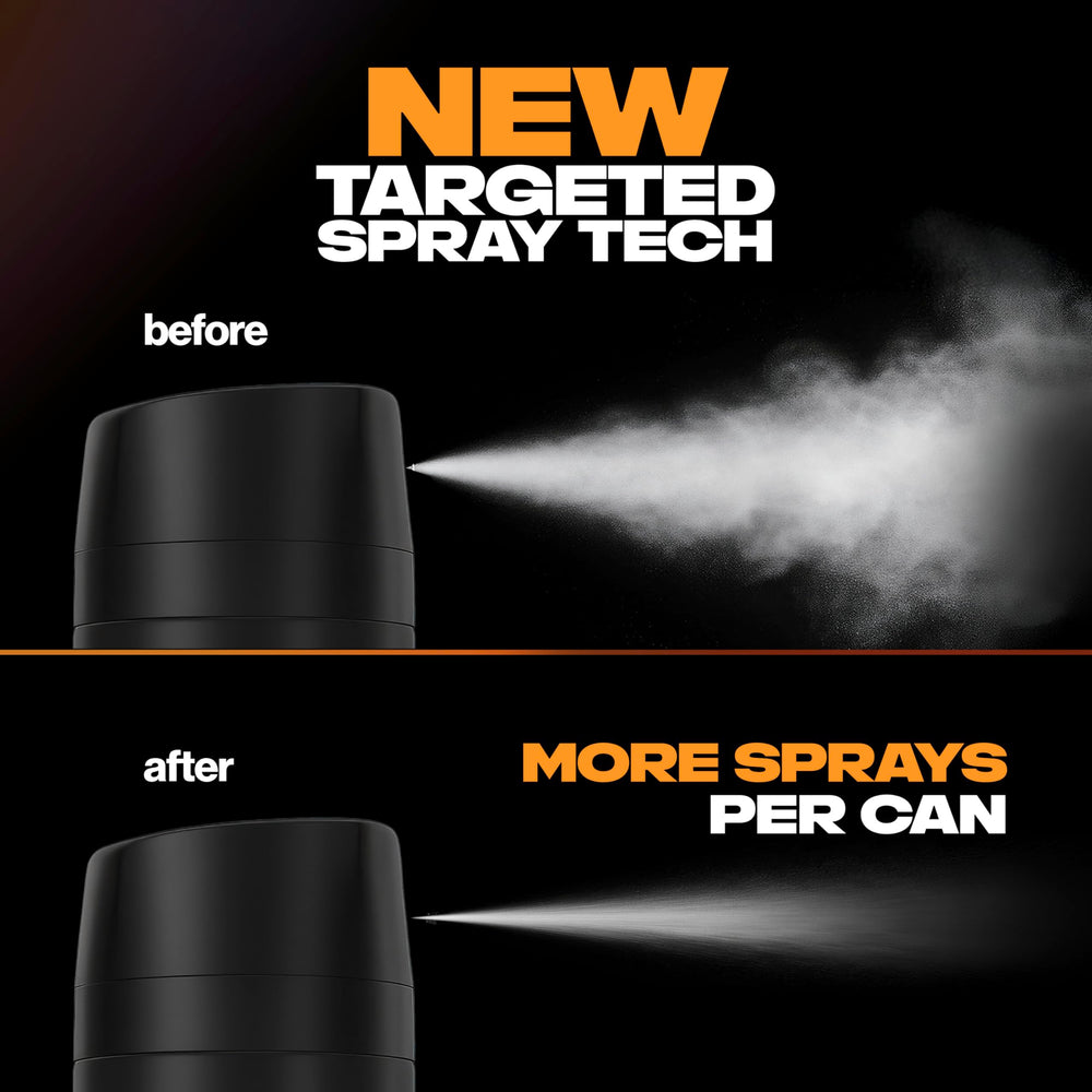 AXE Dark Temptation size comparison beside a hand to show travel-friendly benefit