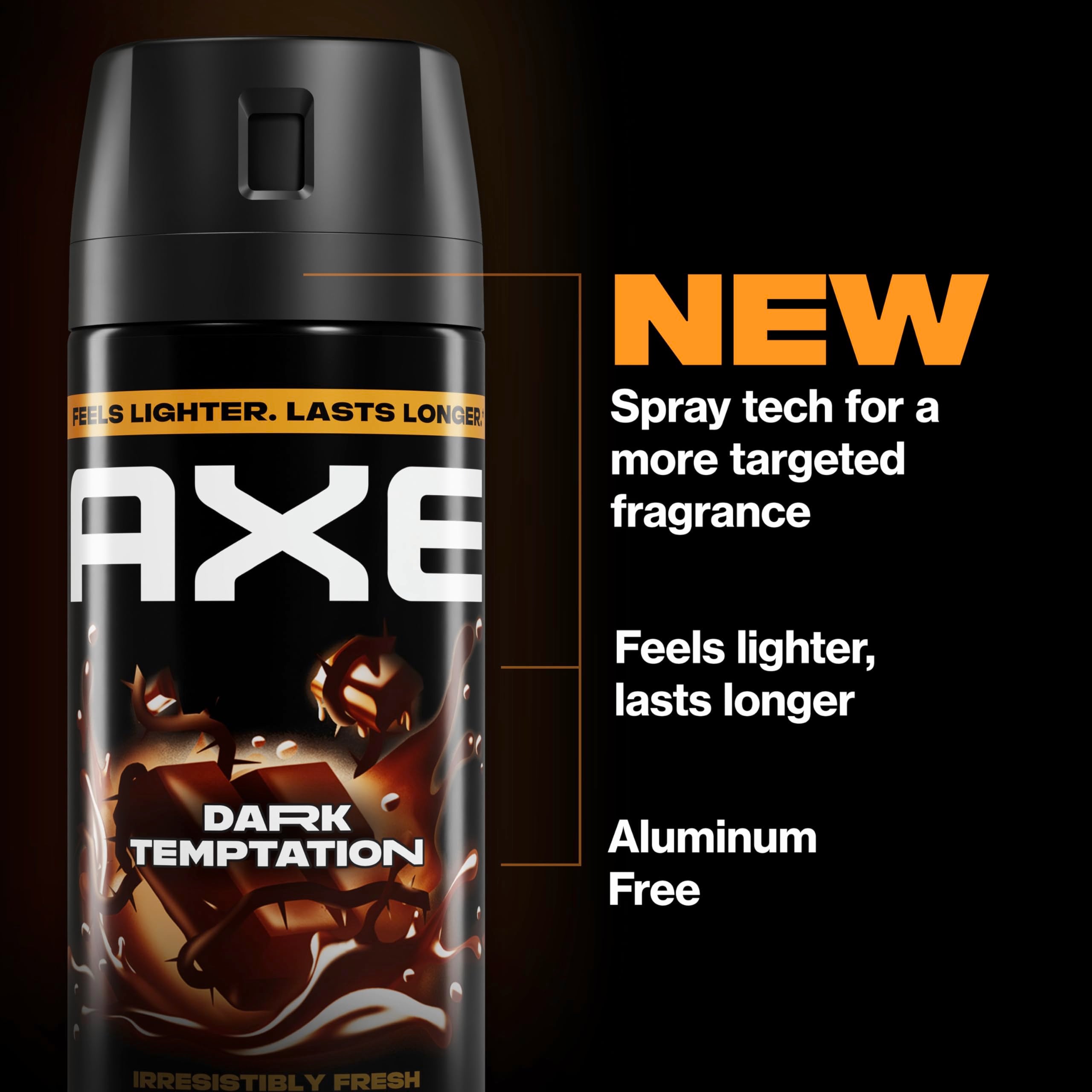 AXE Dark Temptation spray mist in use showing controlled targeted application