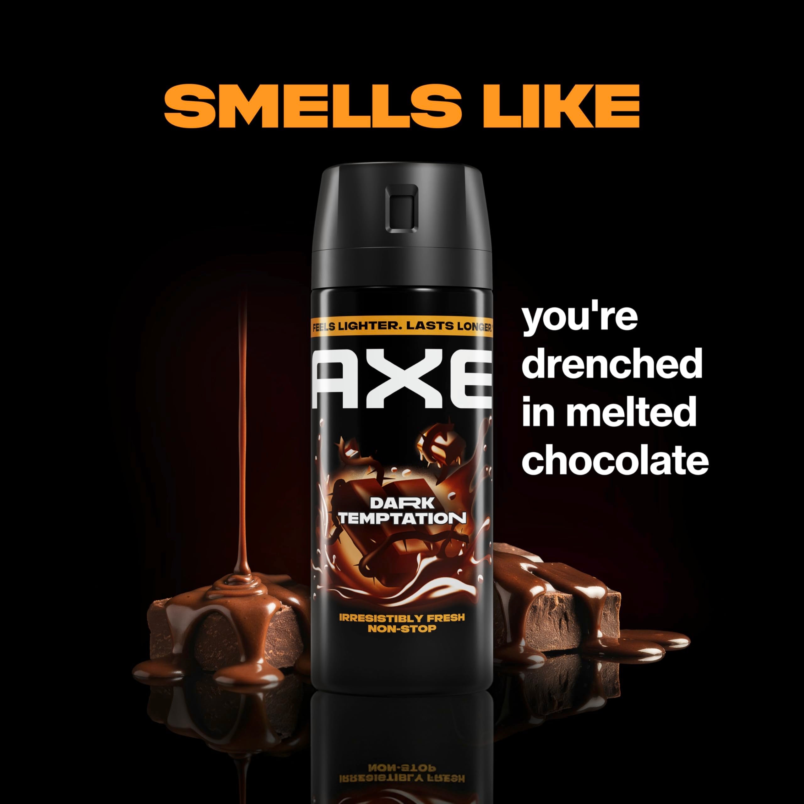 AXE Dark Temptation texture close-up illustrating lightweight, long-lasting feel