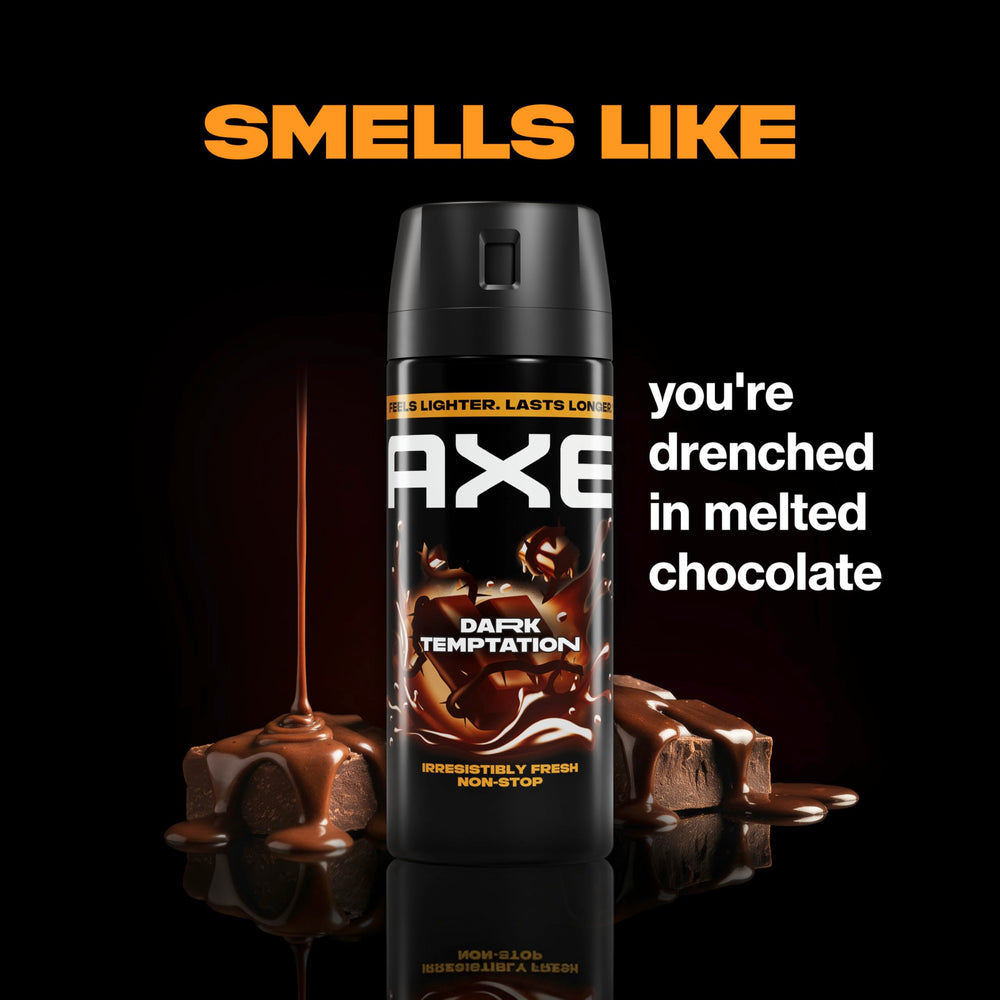 AXE Dark Temptation texture close-up illustrating lightweight, long-lasting feel