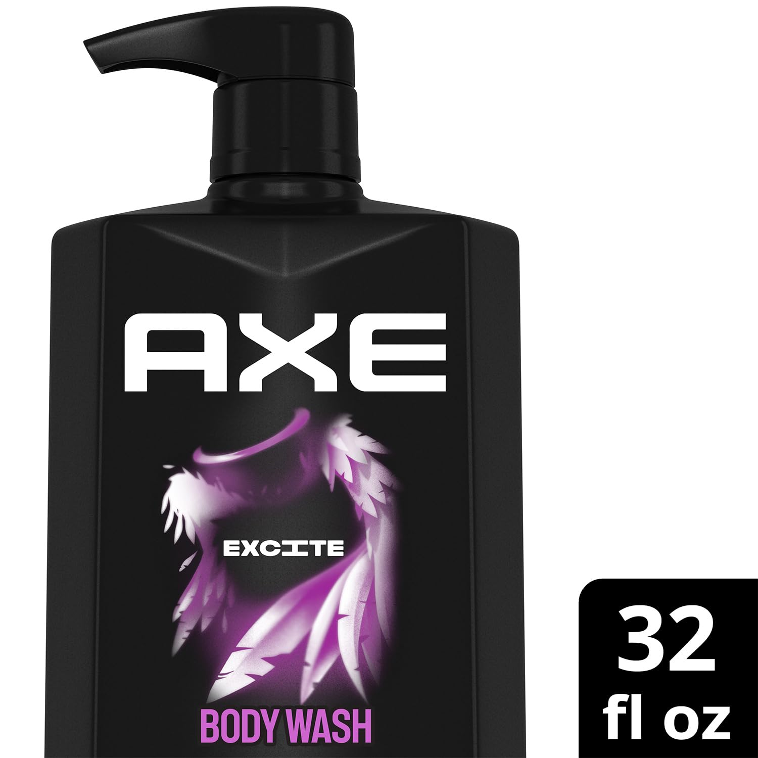 AXE Excite label detail highlighting plant-based moisturizers and recycled bottle