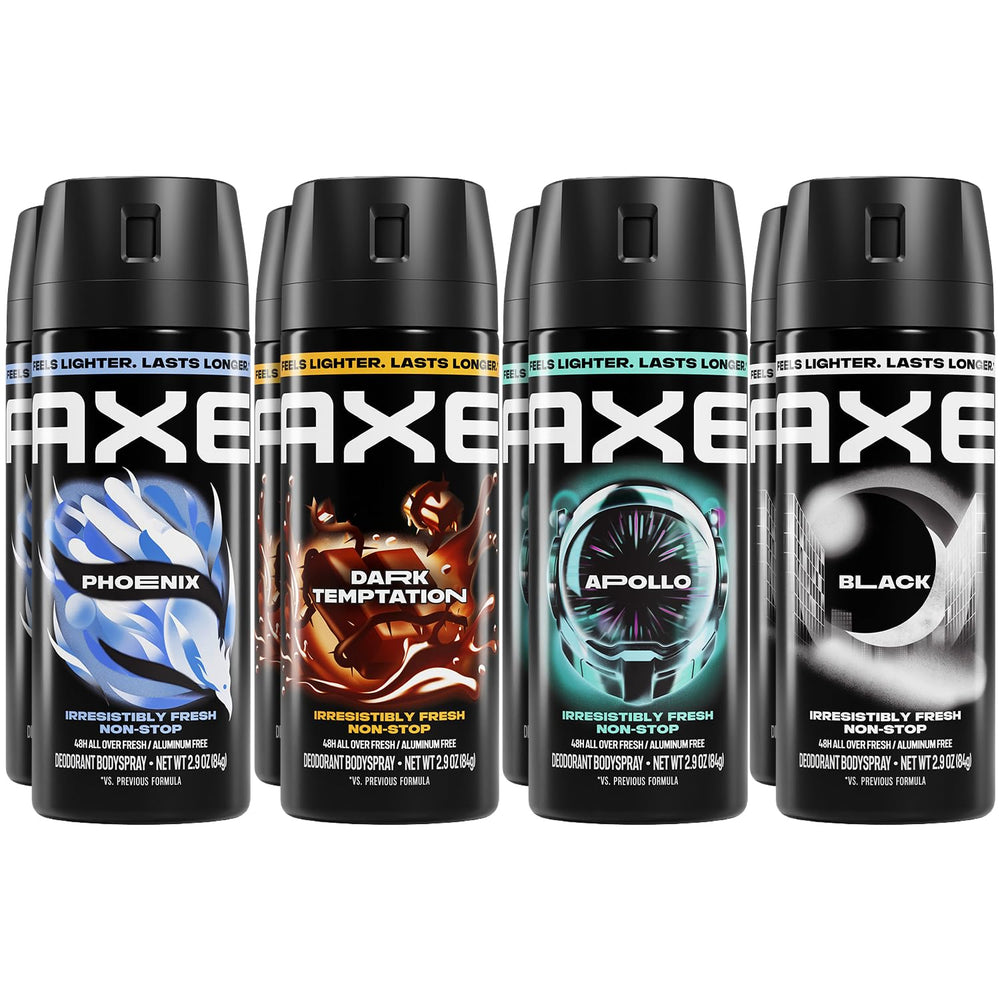 AXE front packaging 8-pack showing variety and value