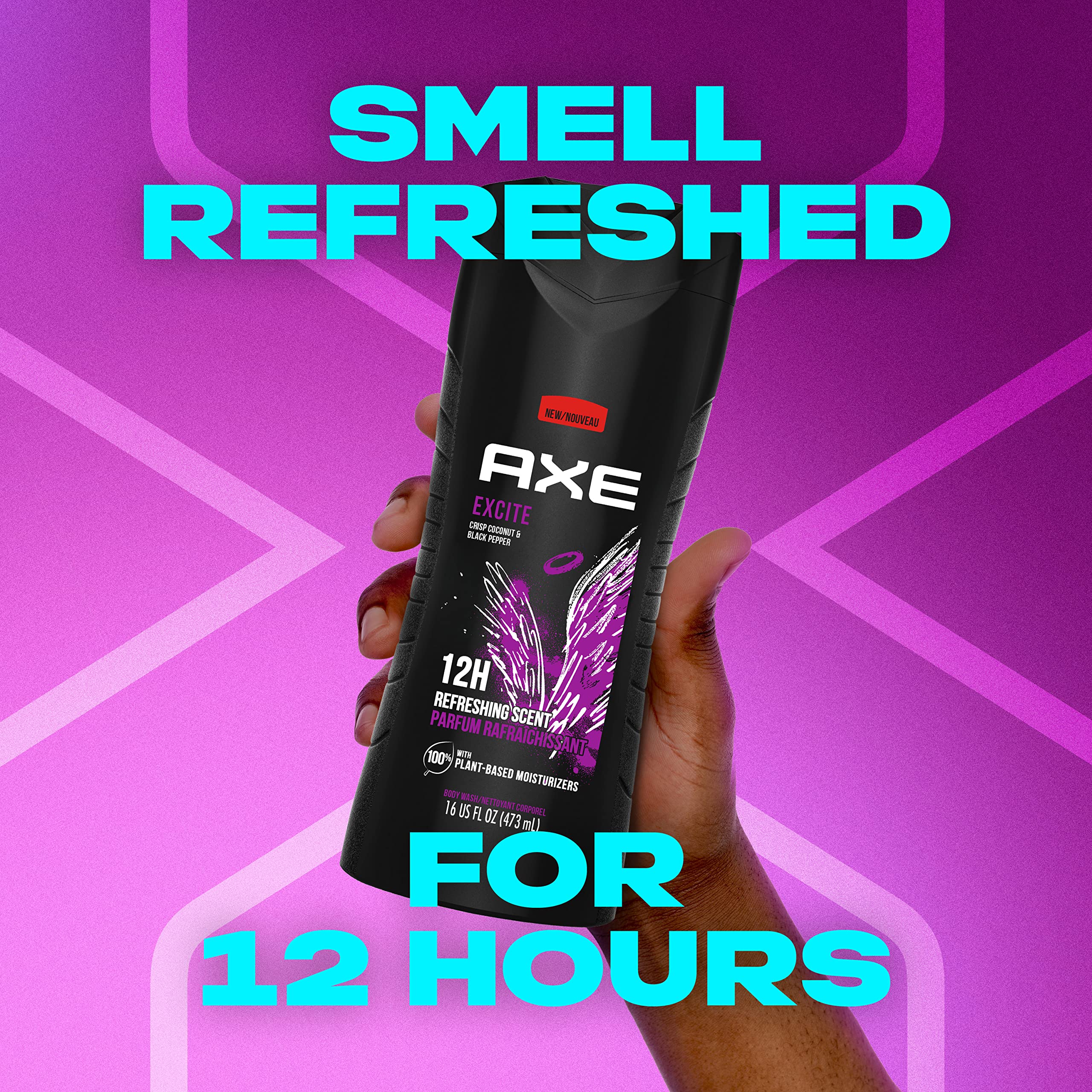 AXE lather on loofah in shower demonstrating effective sudsing benefit
