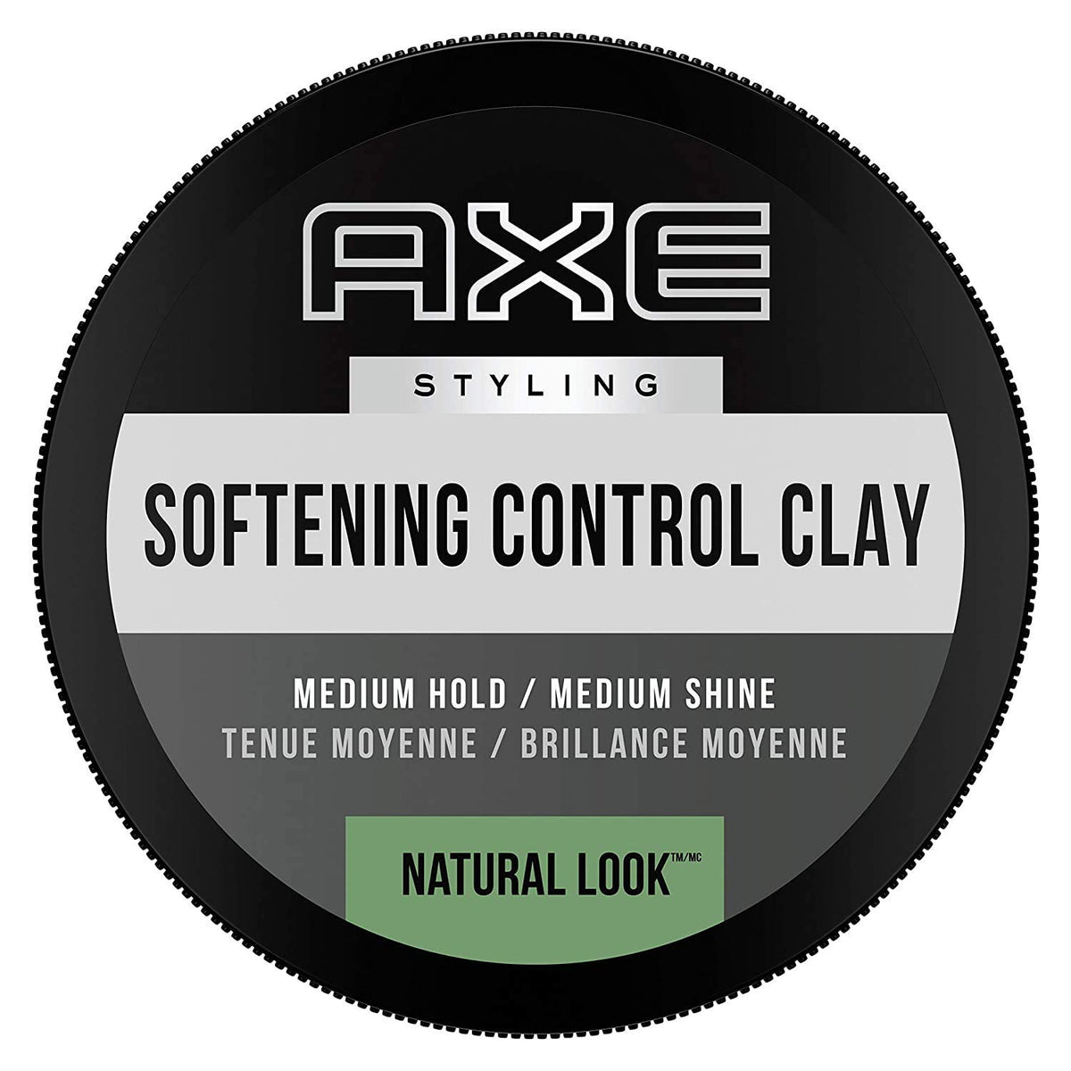 Dove shows Axe Natural Look front pack with clear label and easy styling benefit
