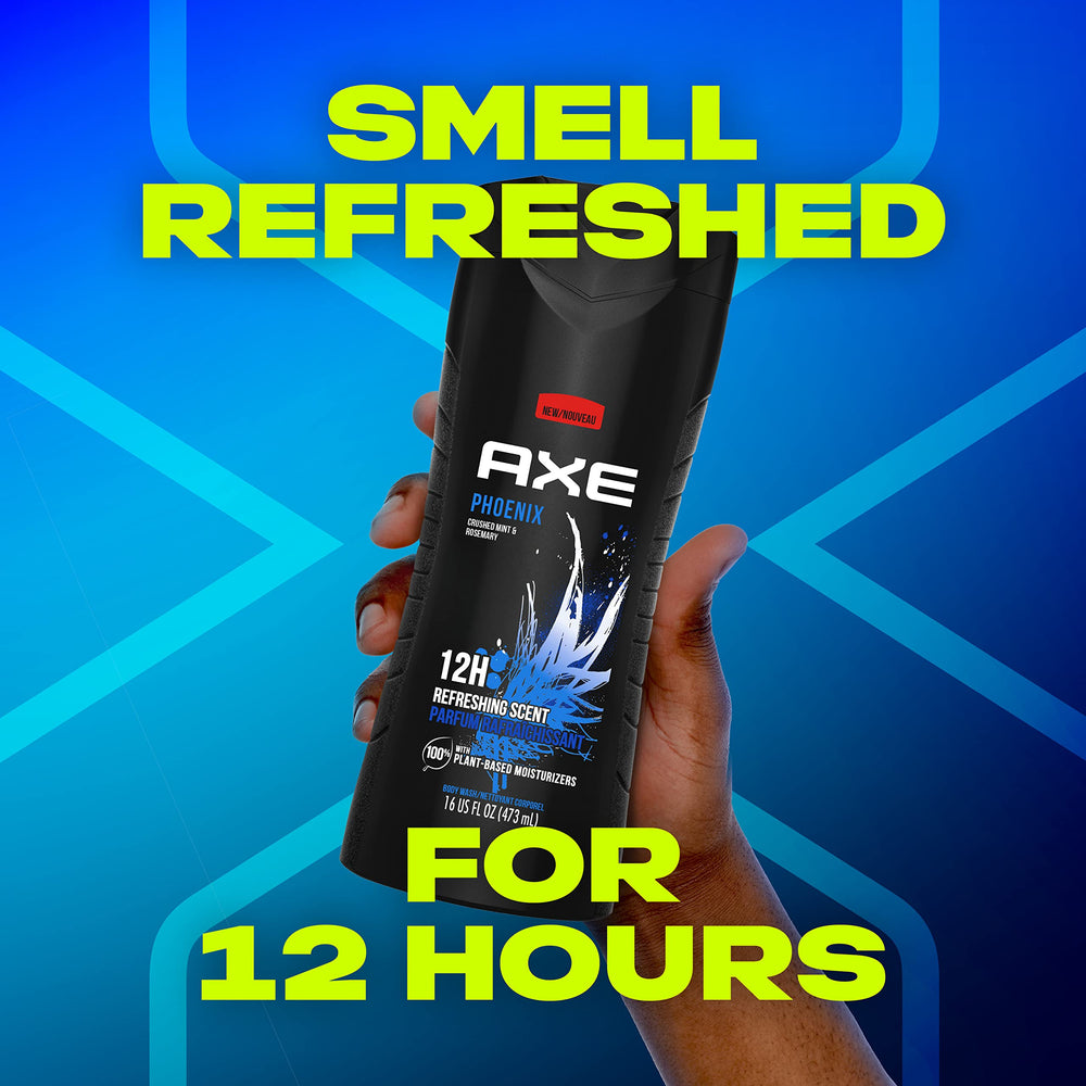 AXE Phoenix bottle detail with recycled plastic icon showing eco-friendly packaging