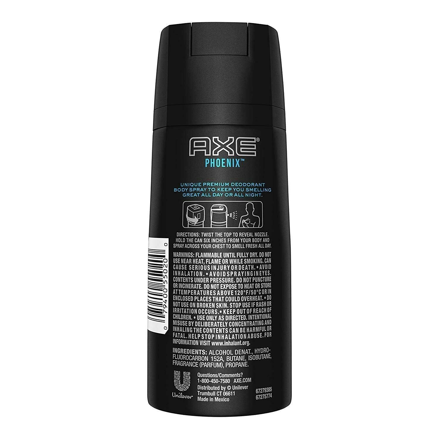 AXE Phoenix close-up of aerosol can label and texture, clear brand detail for confidence