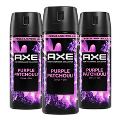 AXE Purple Patchouli front packaging showing scent and can benefit
