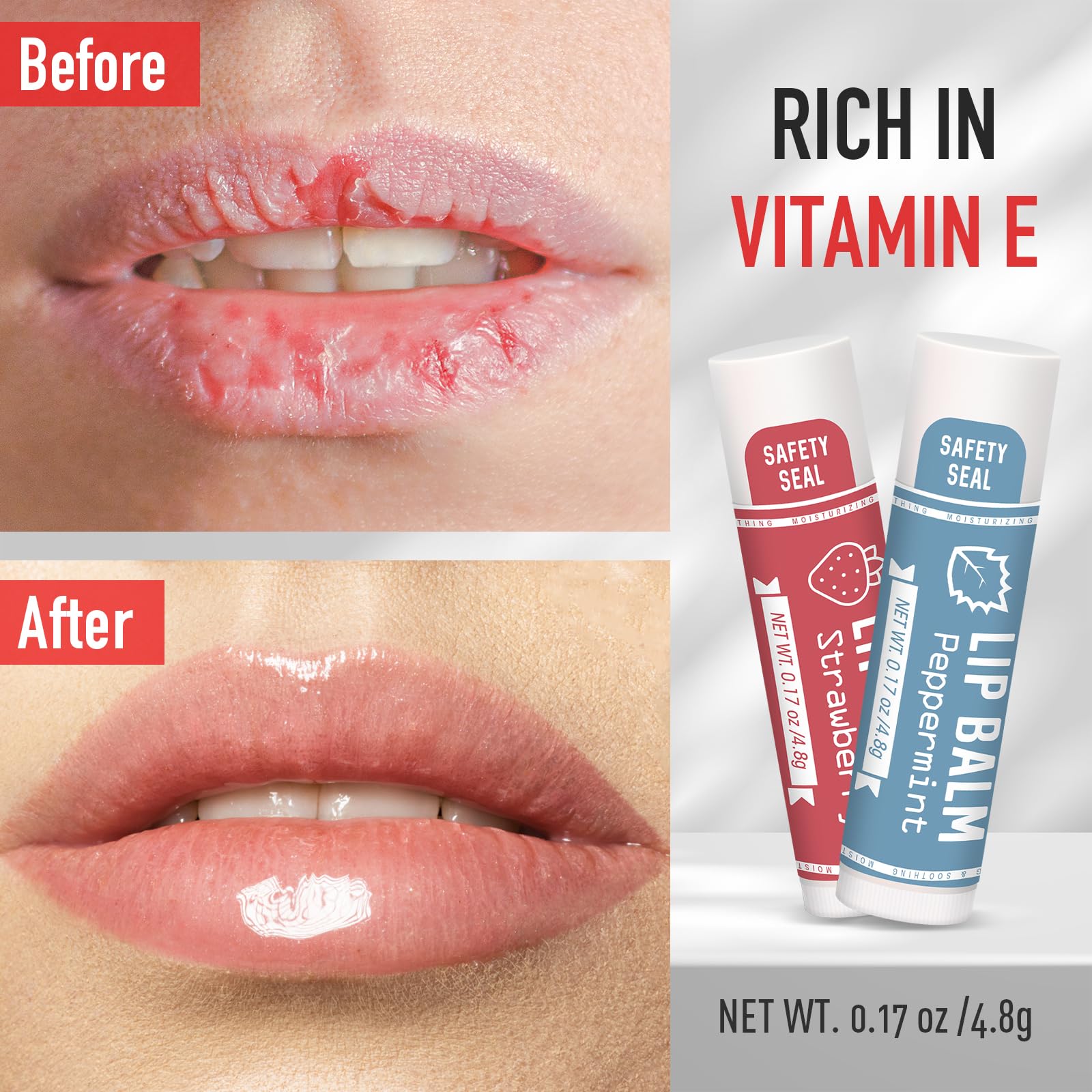 AZEN hand applying vanilla and strawberry lip balm for quick hydration benefit