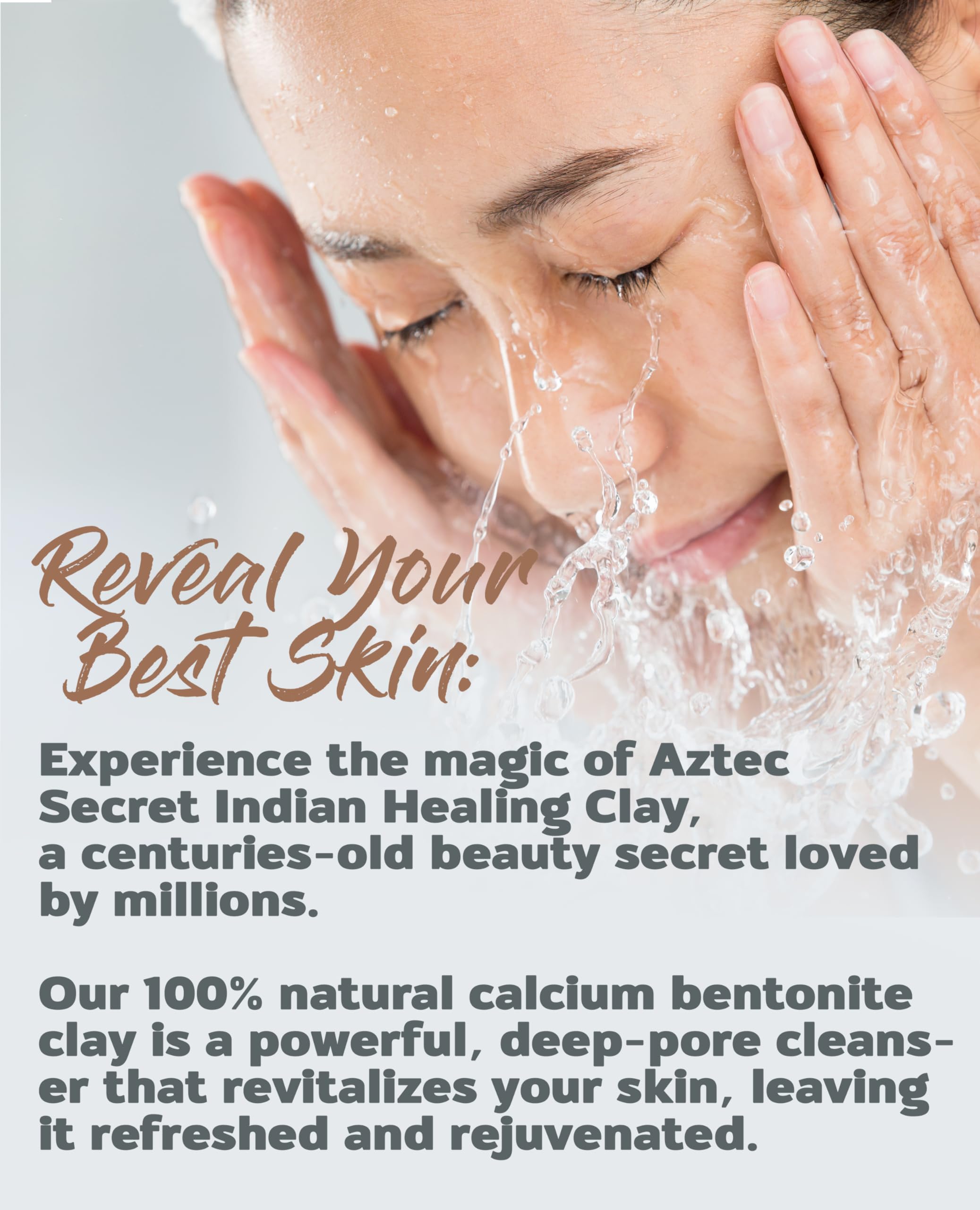 Aztec Secret brush applying clay mask on face for even coverage and smoother application