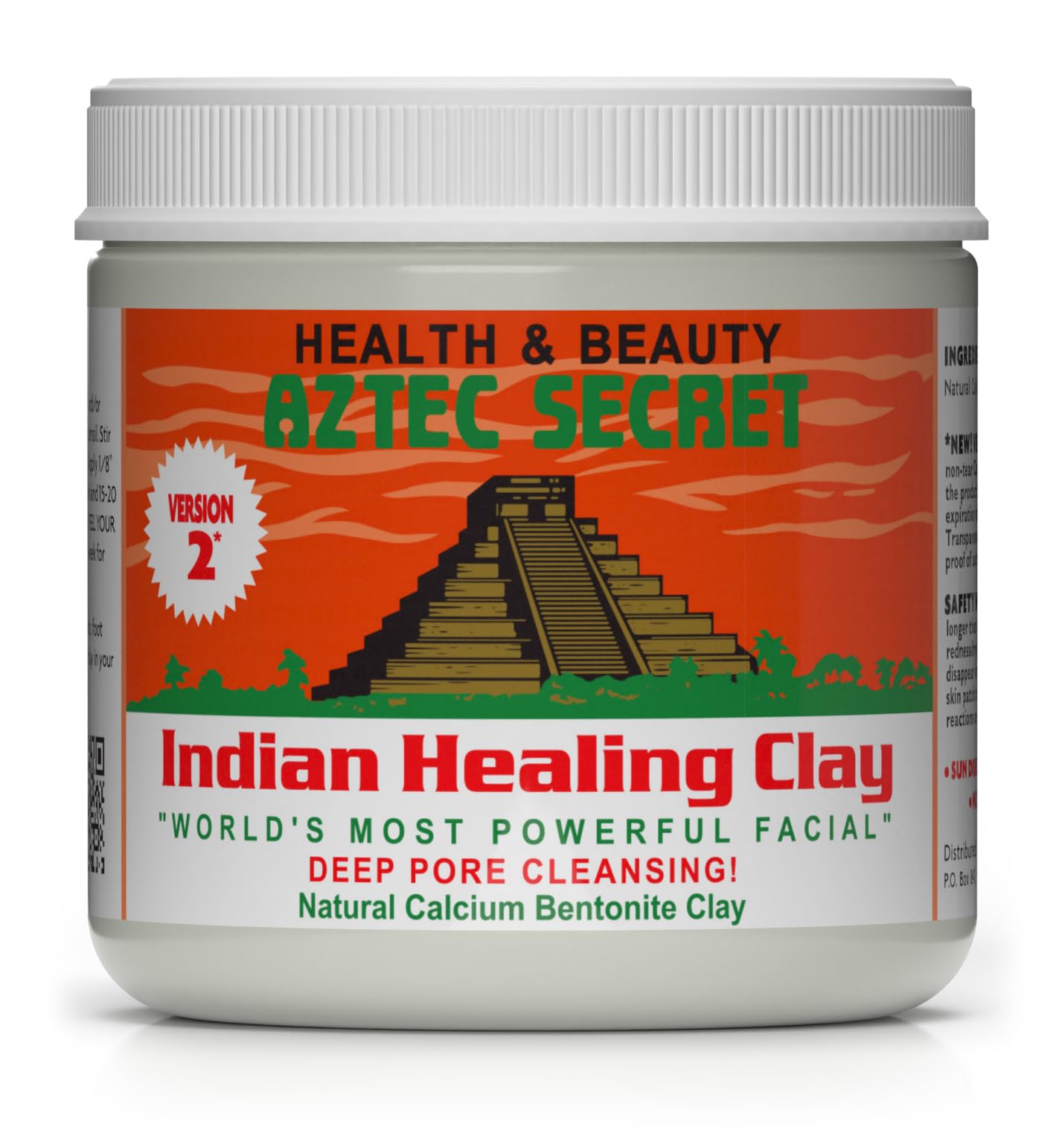 Aztec Secret front packaging showing jar and label, brand clarity and authenticity