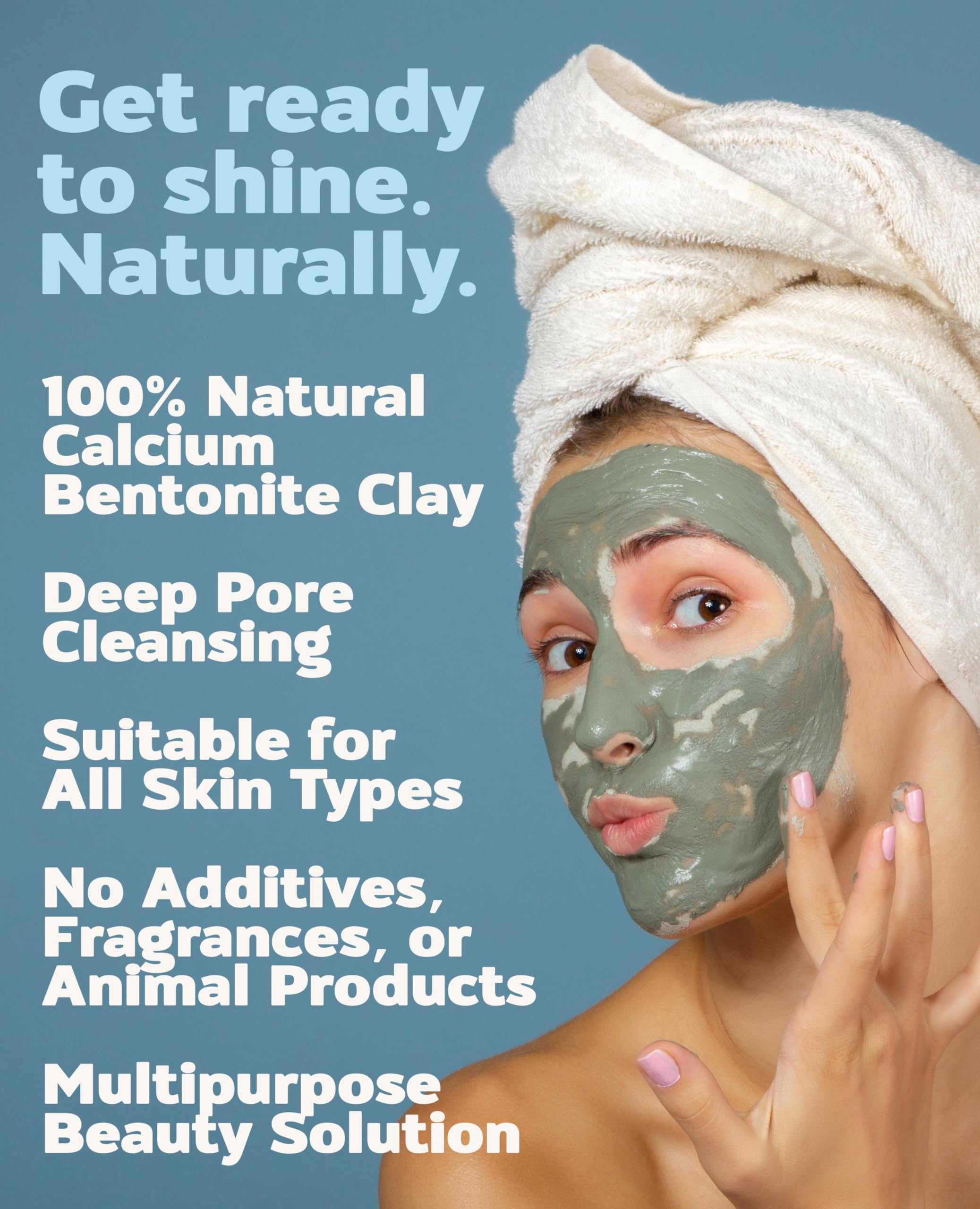 Aztec Secret mask application on face, brand used for deep pore cleansing benefit
