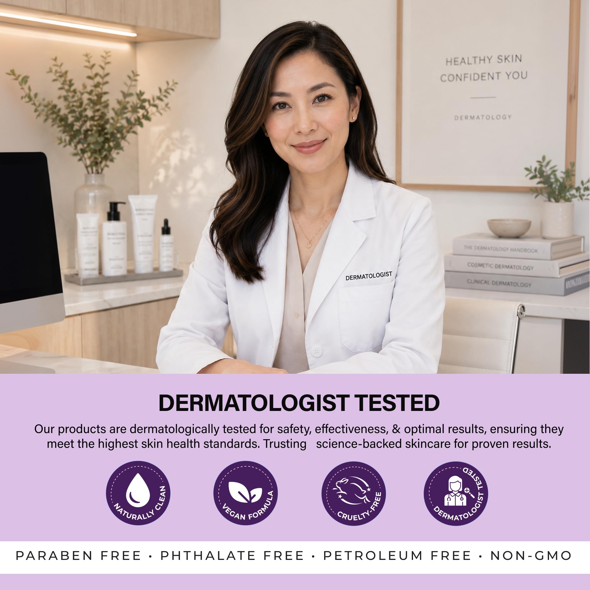 Azure Cosmetics set on bathroom counter in lifestyle scene, integrates into daily routine