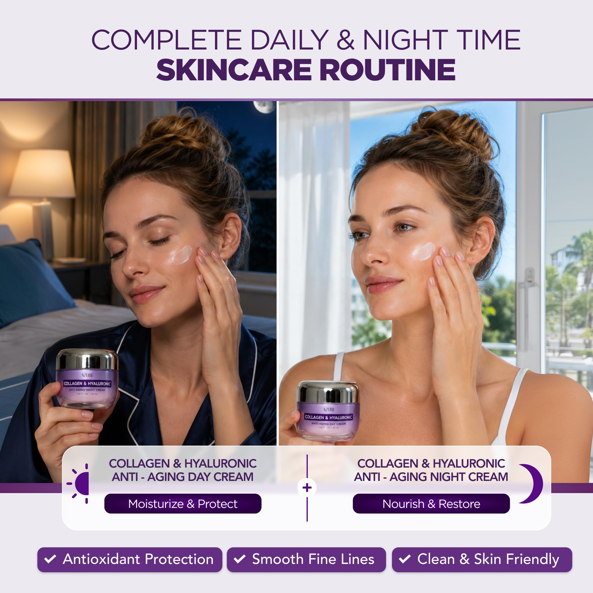Azure Cosmetics night cream close detail, rich moisturizing support for overnight care