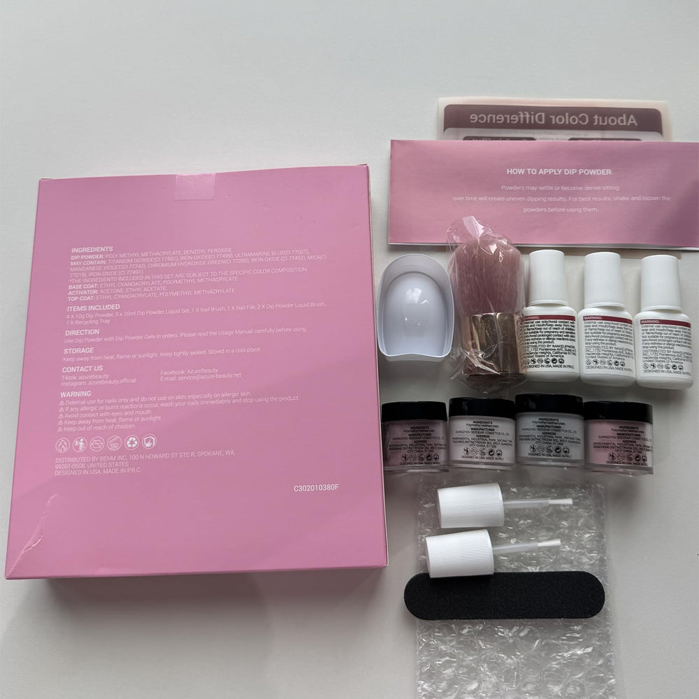 AZUREBEAUTY hands demonstrating step-by-step dipping technique for beginners