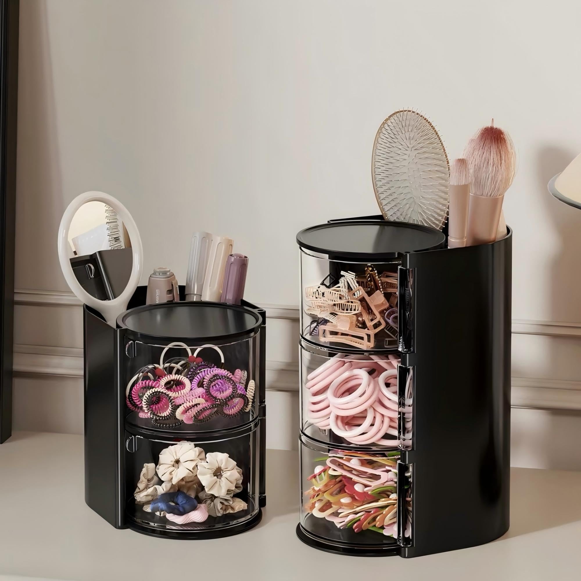 Azurphoric top compartments detail storing hair ties and clips effectively
