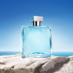 Azzaro Chrome azure liquid close-up emphasizing crisp freshness