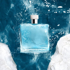 Azzaro Chrome side profile bottle displaying masculine geometry