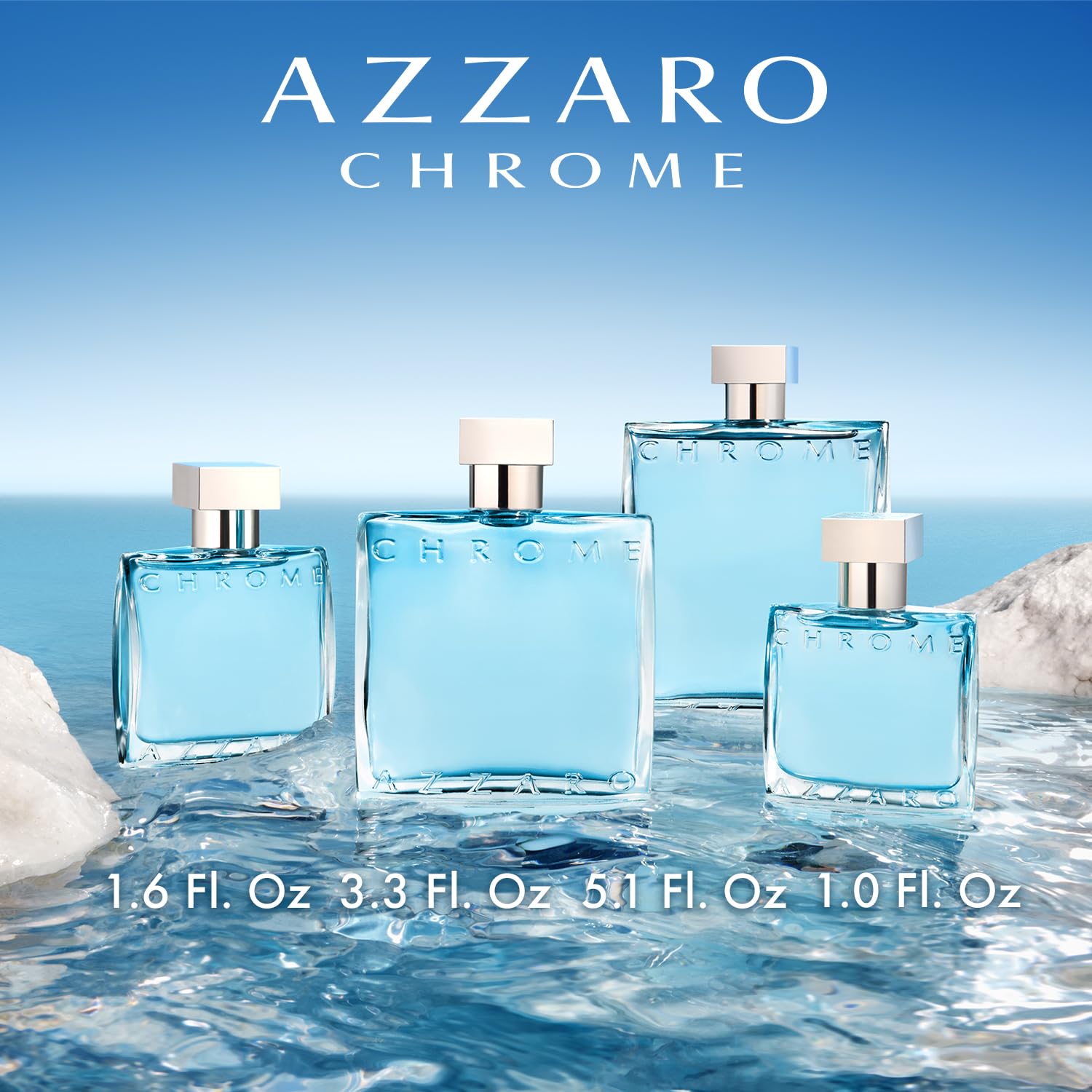 Azzaro Chrome bottle on beach towel evoking active Mediterranean lifestyle