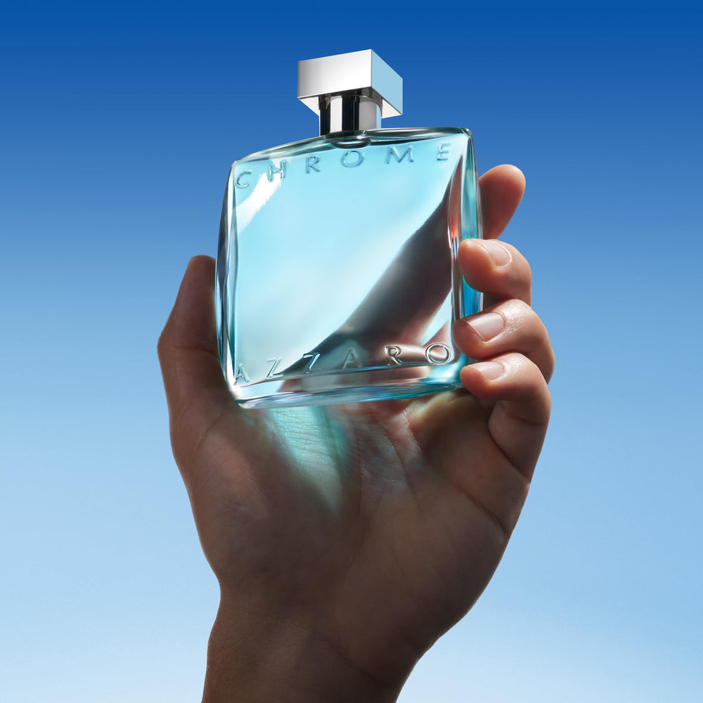 Azzaro Chrome mist spray in use for confident daytime wear