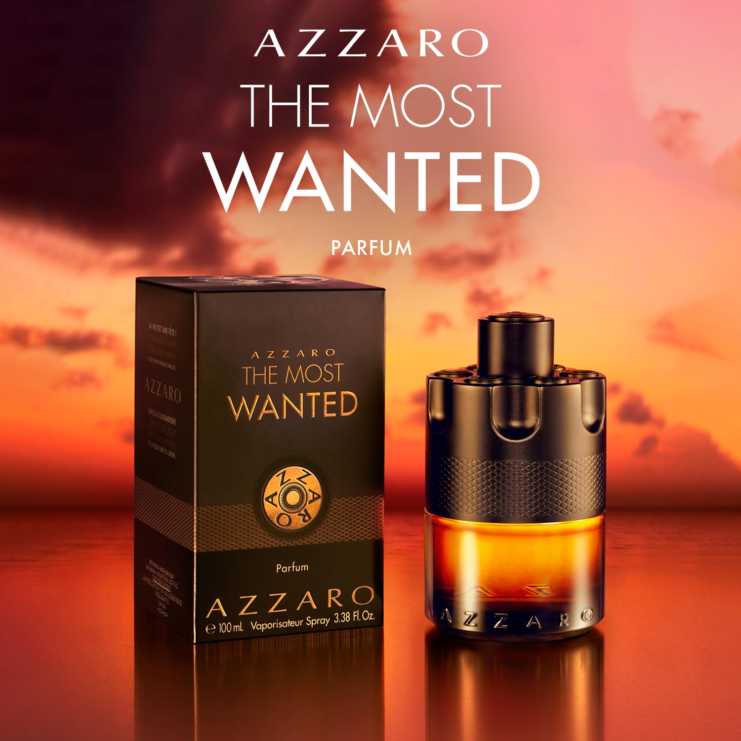 Azzaro lifestyle shot at night showing scent suited for dates and events