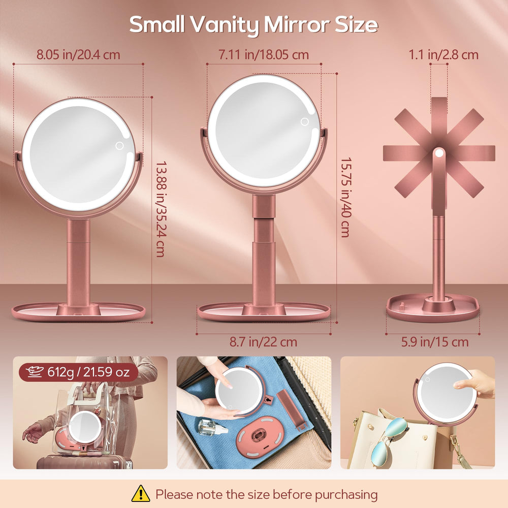B Beauty Planet packed for travel on a vanity, delivering portable lighting and magnification
