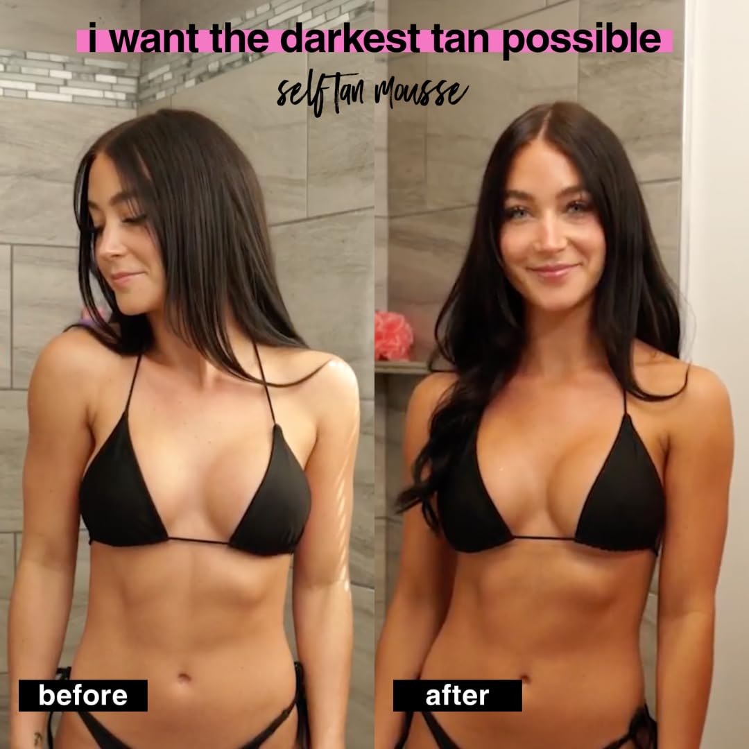 B.TAN before and after arm comparison showing intense color payoff