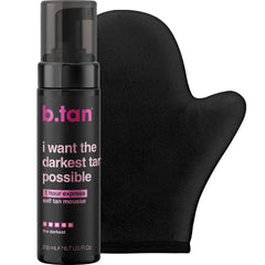 B.TAN front packaging showing product and mitt for bold tanning