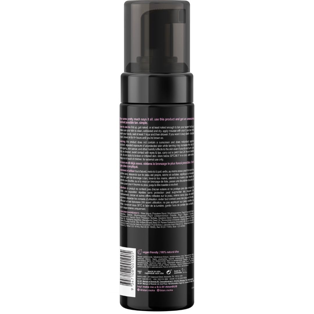 B.TAN mousse texture close-up highlighting smooth, full-coverage formula