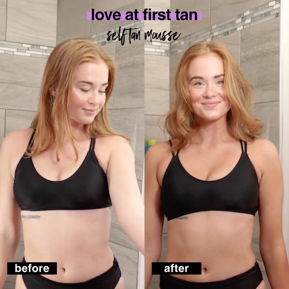 b.tan application on arm using mitt for even coverage
