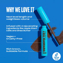 BABE ORIGINAL mascara applied to lashes showing length and lift benefit