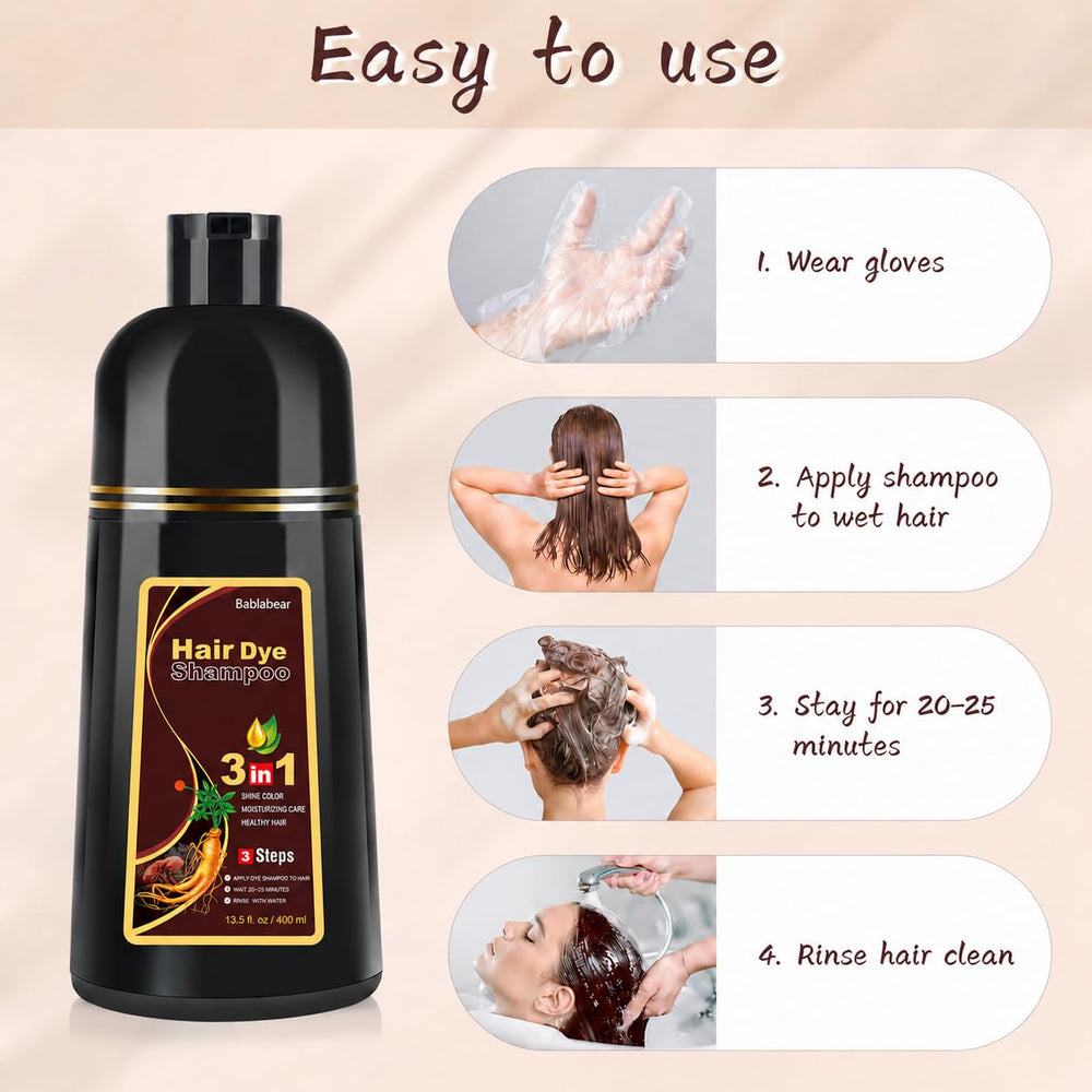 Bablabear application on dry hair demonstrating easy gray coverage benefit