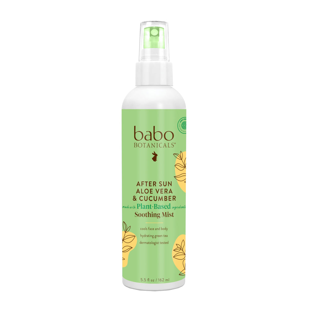 Babo Botanicals bottle front packaging showing product benefits and label