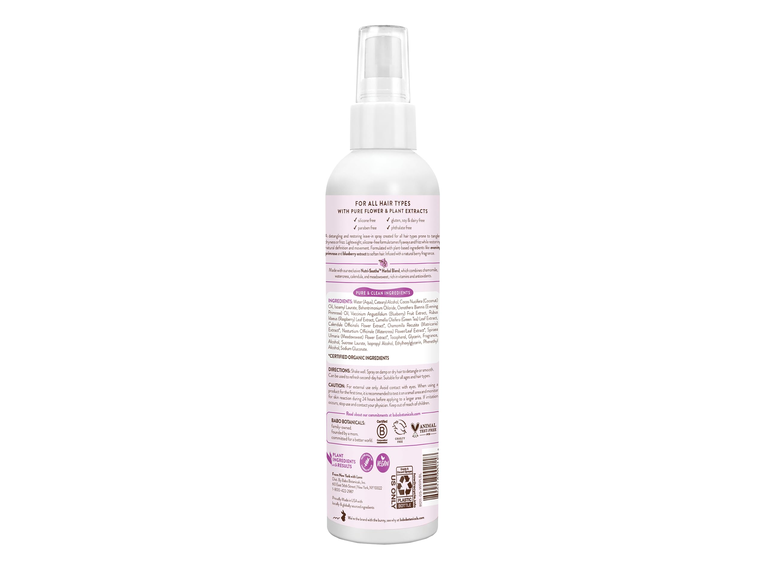 Babo Botanicals in-use spray mist detangling hair with gentle slip