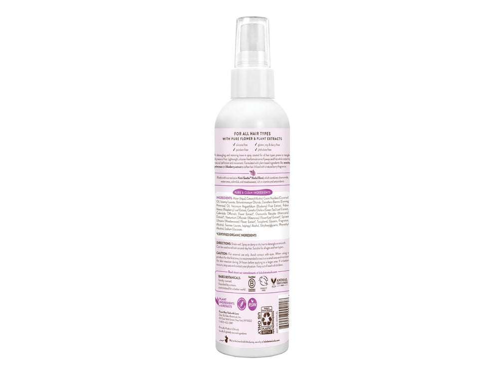 Babo Botanicals in-use spray mist detangling hair with gentle slip