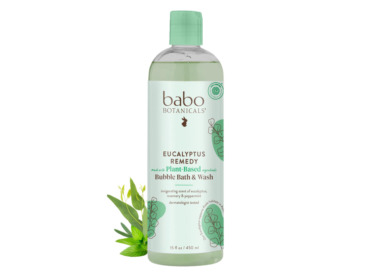 Babo Botanicals front bottle view showing clean design and use benefits