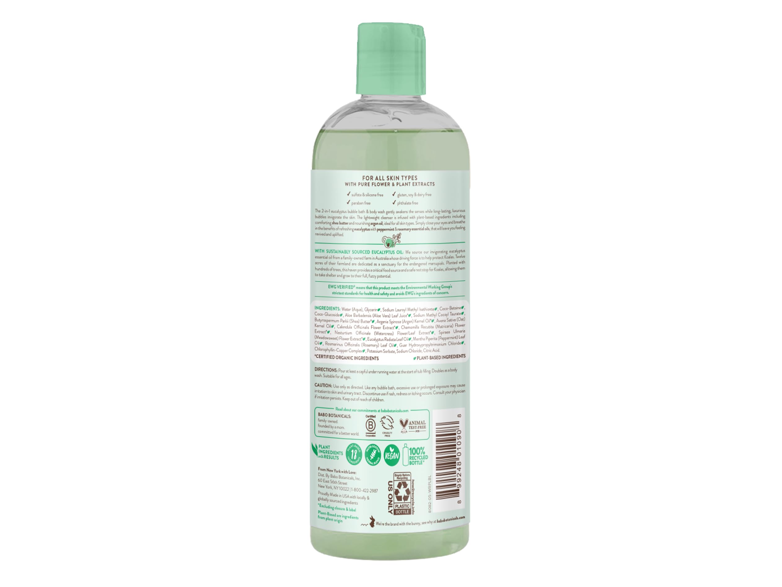 Babo Botanicals label close-up highlighting ingredients and certifications